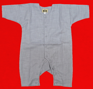 義若オリジナルのお祭りロンパース むら染め無地 銀鼠グレー